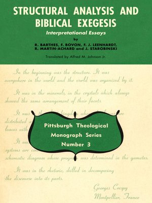 cover image of Structural Analysis and Biblical Exegesis